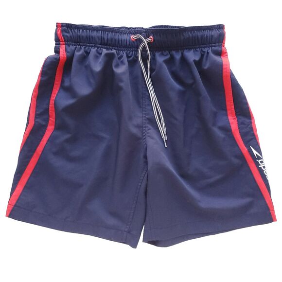 Speedo Other - Speedo Swim Trunks Mens S Navy Blue Red 28" Waist Lined Pockets Retro Stripe